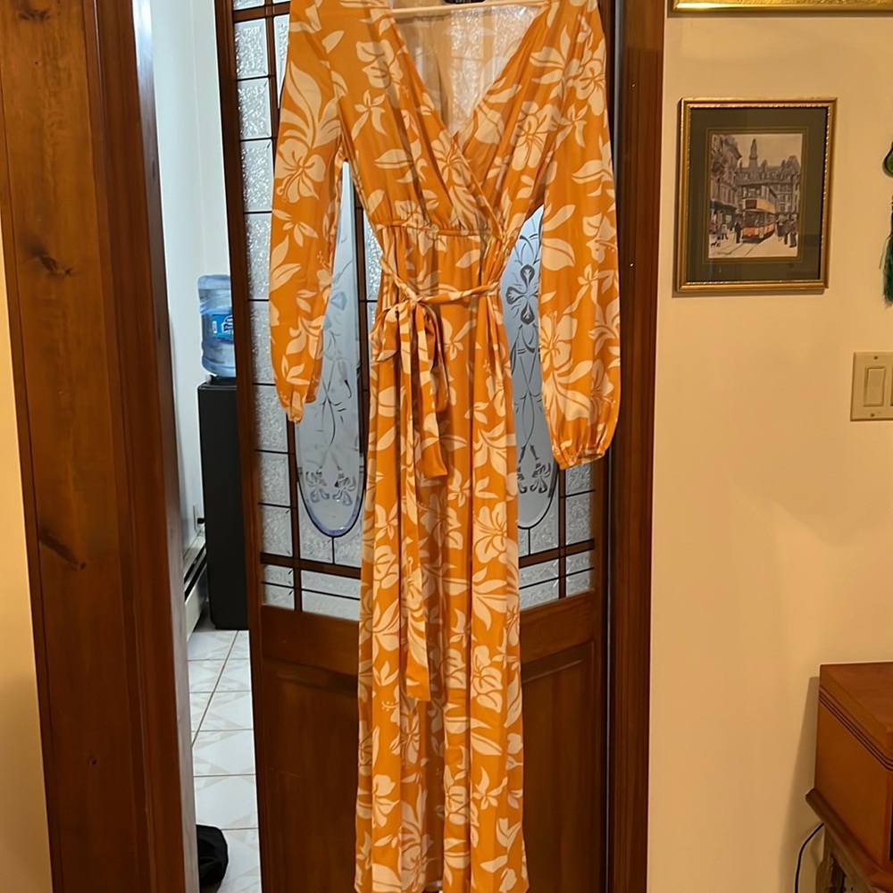 Yellow wrap top dress From SHEIN.